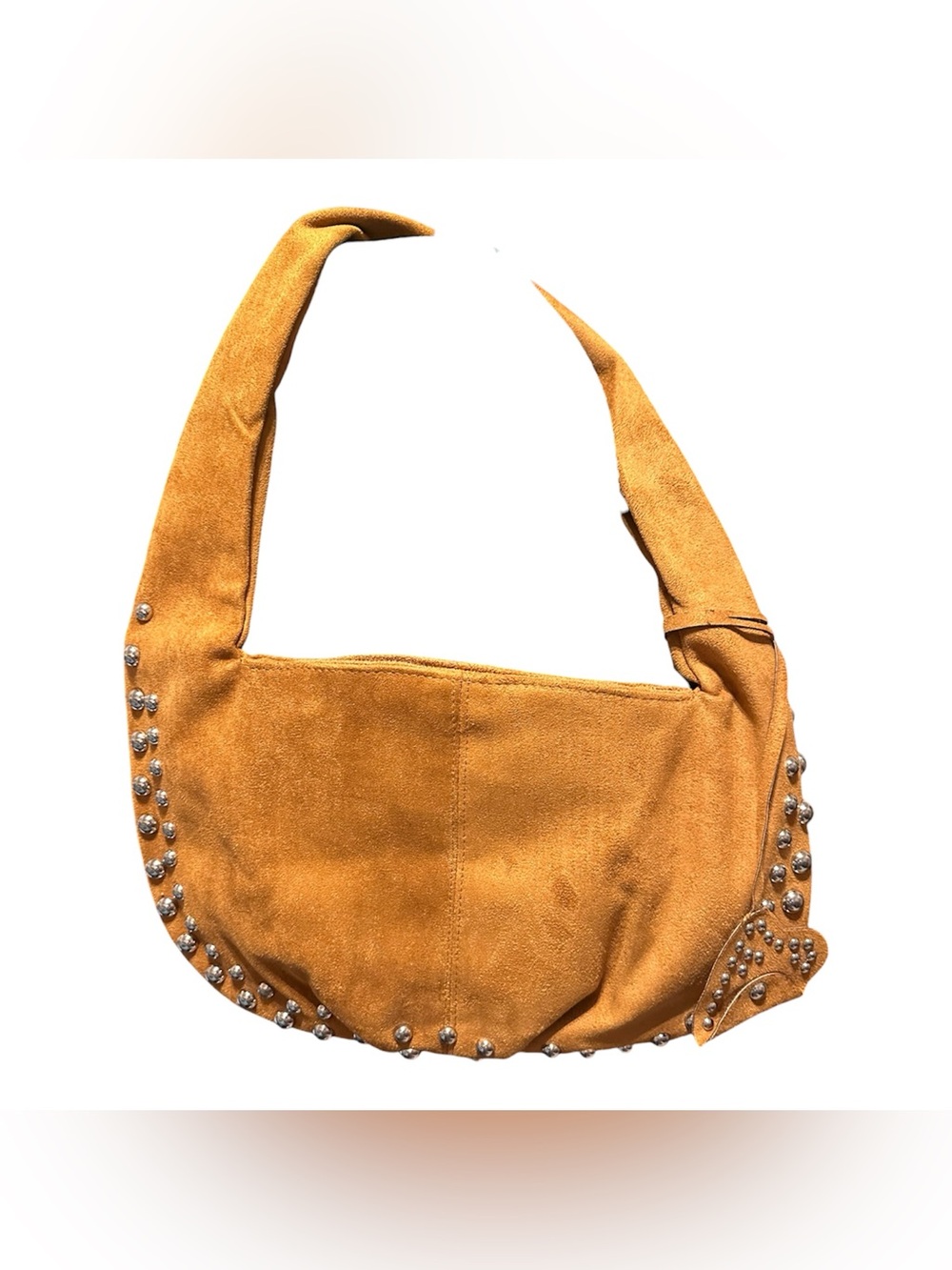 Zenana Outfitters Tan Suede Studded Hobo Shoulder Bag